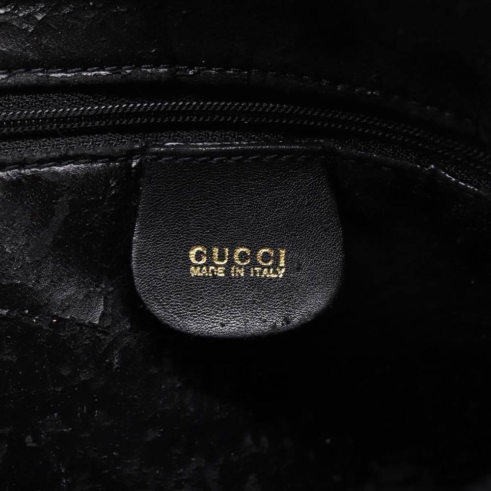 GUCCI Bamboo Hand Bag Leather Black Gold Auth ep5486 - Picture 16 of 16